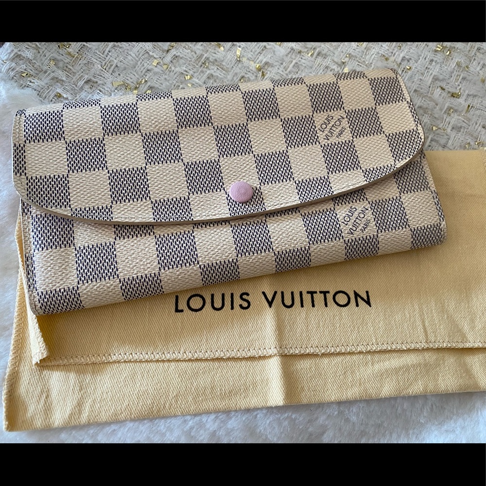 Louis Vuitton Damier Azur Emilie Wallet Rose